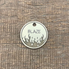 Load image into Gallery viewer, Blazing fire themed pet tag | Custom Pet Tag | The Barking Tagsmith New Zealand
