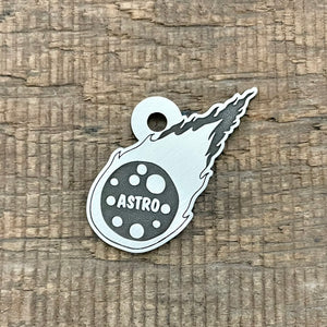 Comet or Asteroid Shape Pet ID Tag