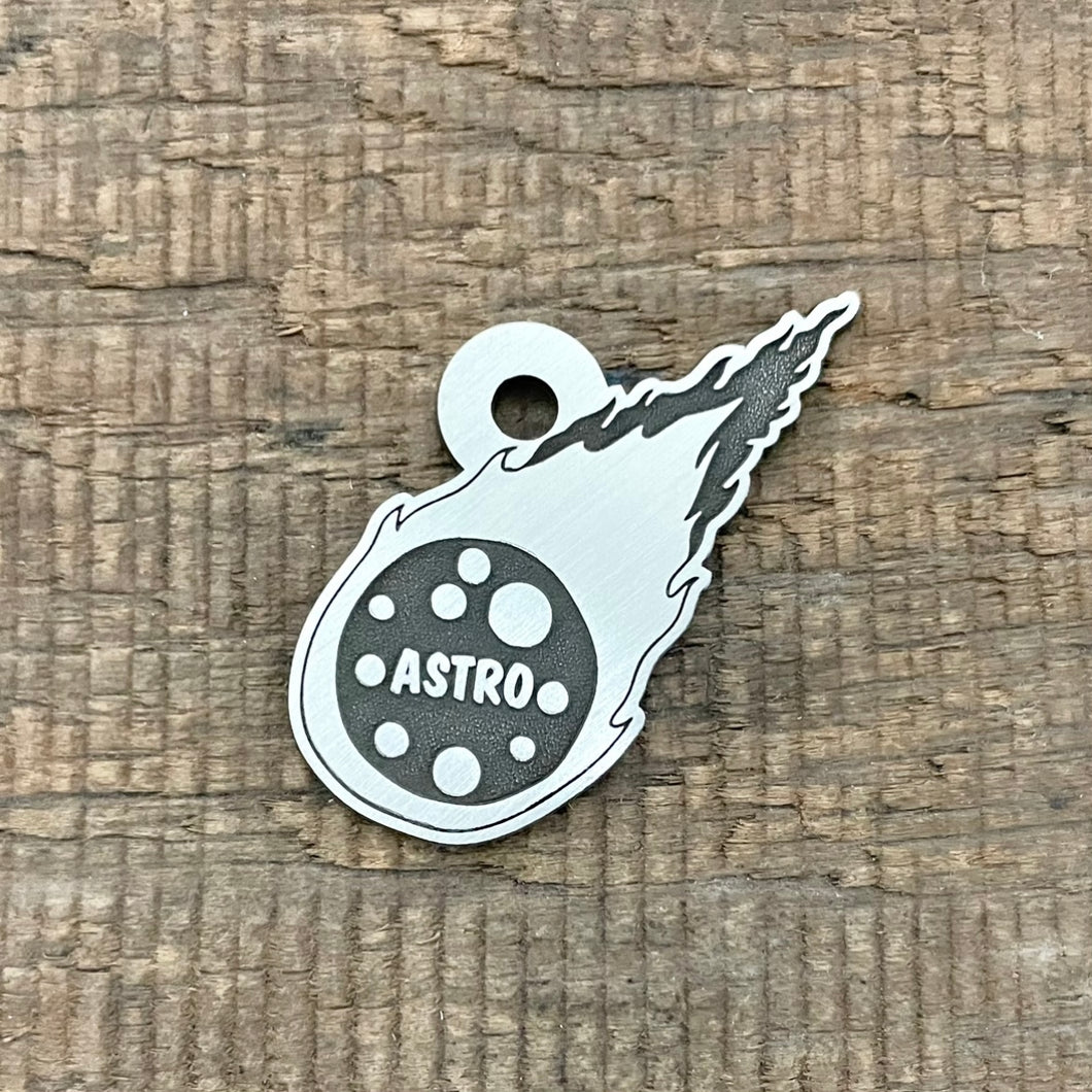 Comet or Asteroid Shape Pet ID Tag