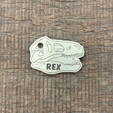 Load image into Gallery viewer, Dinosaur T-Rex Skull Pet ID Tag | Custom Pet Tag | The Barking Tagsmith New Zealand