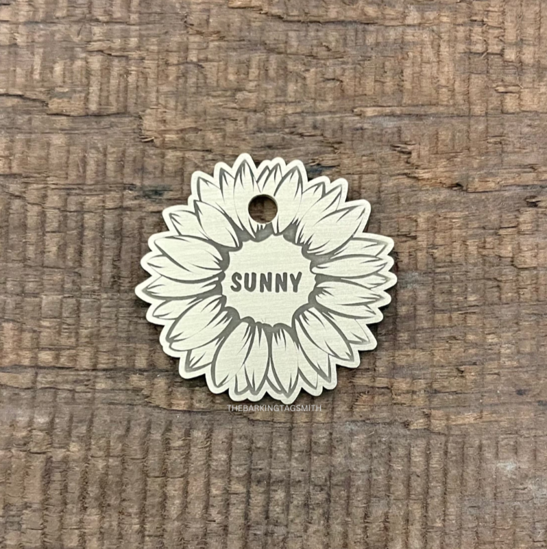 Sunflower shape pet tag