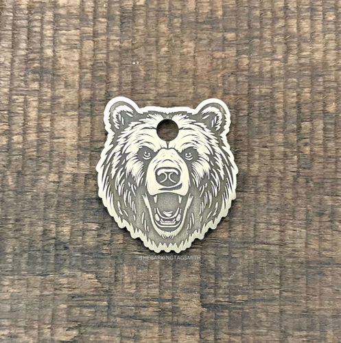 Grizzly Bear Shaped Pet ID Tag