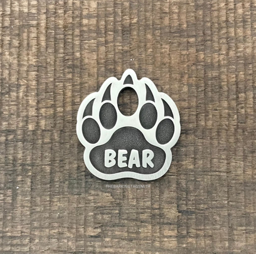 Bear Paw Print shaped Pet ID Tag