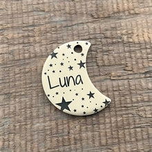 Load image into Gallery viewer, star design moon shaped pet tag | Custom Pet Tag | The Barking Tagsmith New Zealand