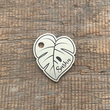 Load image into Gallery viewer, pet tag shaped as a monstera leaf | Custom Pet Tag | The Barking Tagsmith New Zealand