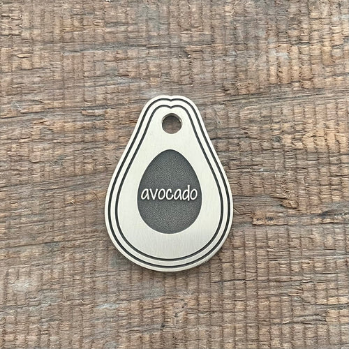 pet tag shaped as an avocado