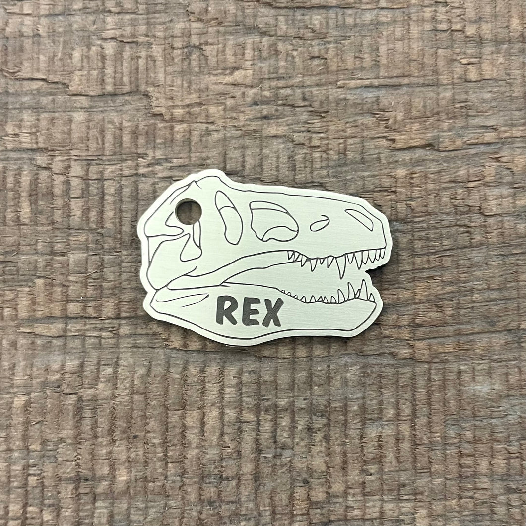 Dinosaur T-Rex Skull Pet ID Tag