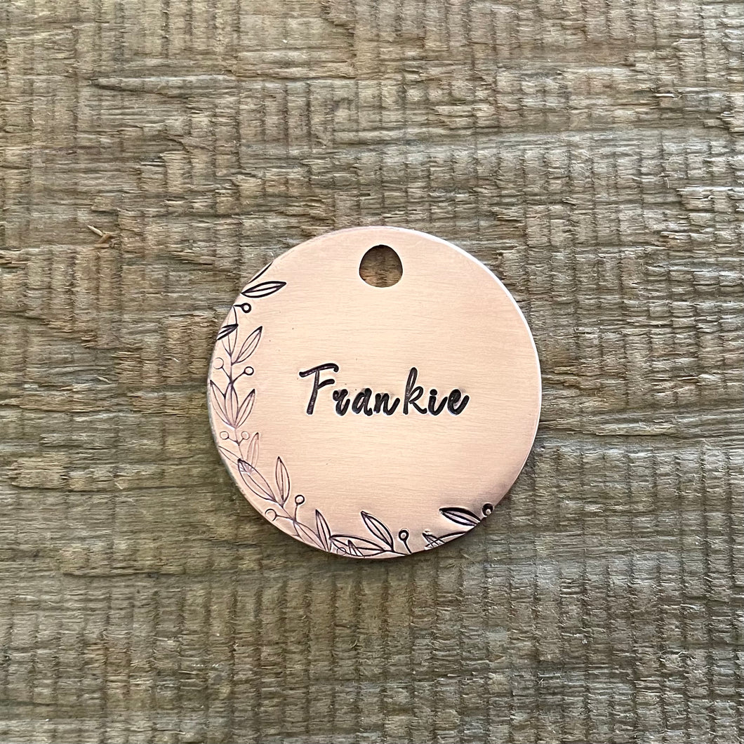 elegant floral design pet ID tag