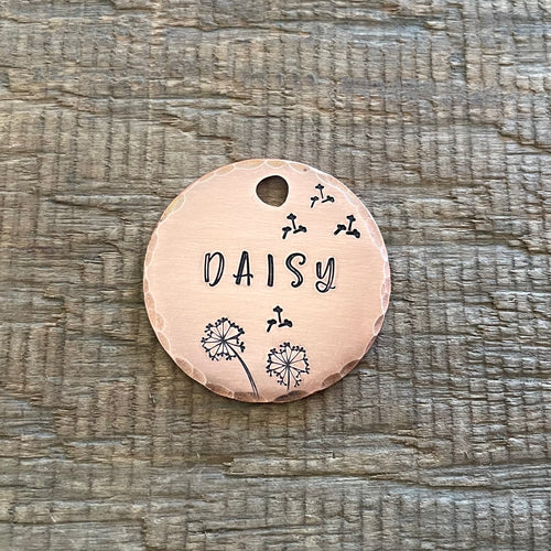 Pet Tag with Daisy Flower Design