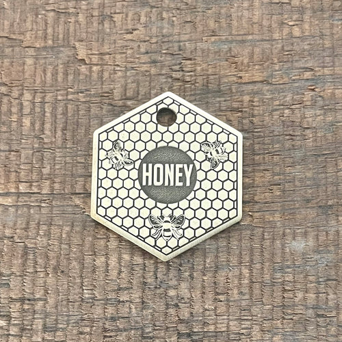 pet tag with honeybee design