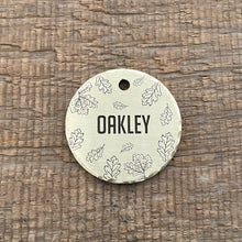 Load image into Gallery viewer, pet tag with oak leaf design