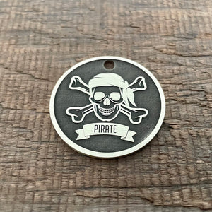 The 'Pirate Coin' Dark Pet Tag