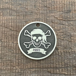 skull + cross bone pet tag design