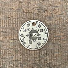 Load image into Gallery viewer, pet tag with rose flower design