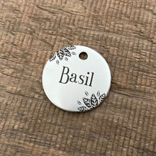 Load image into Gallery viewer, Pet tag with basil leaves