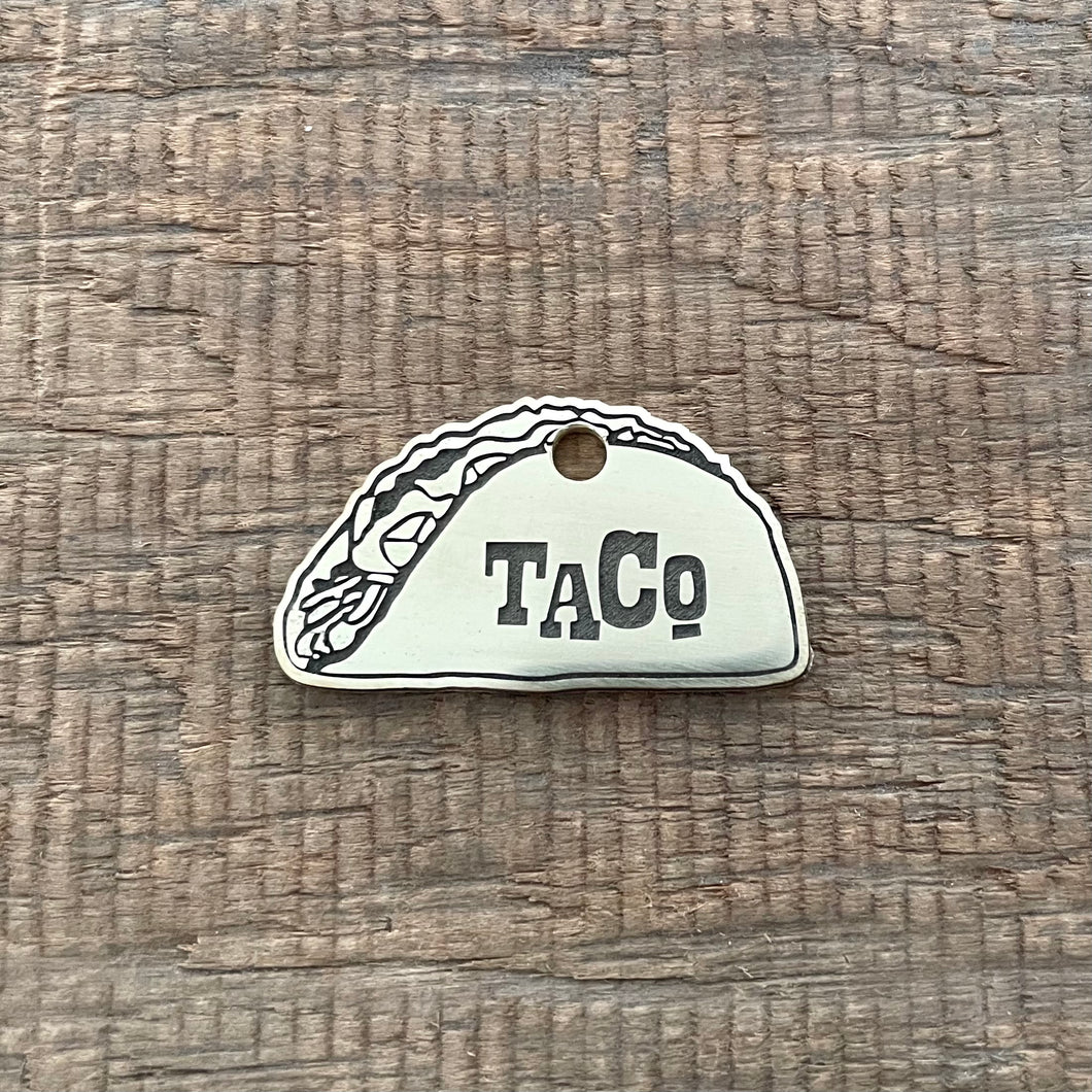 Taco shaped pet tag