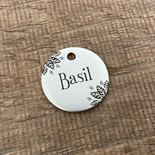 Load image into Gallery viewer, Pet tag with basil leaves