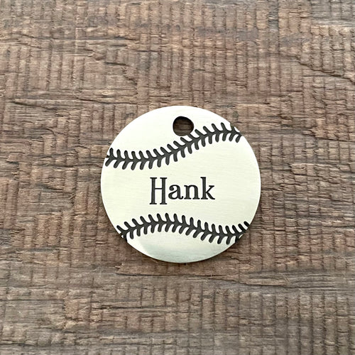 Baseball themed pet tag