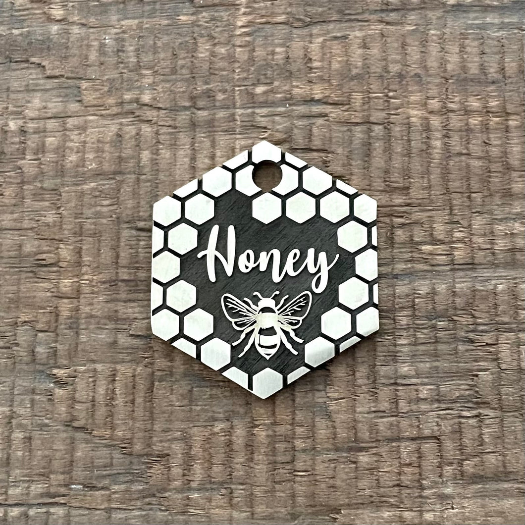 Honey Bee designed pet tag